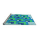 Sideview of Machine Washable Transitional Blue Rug, wshpat1434lblu