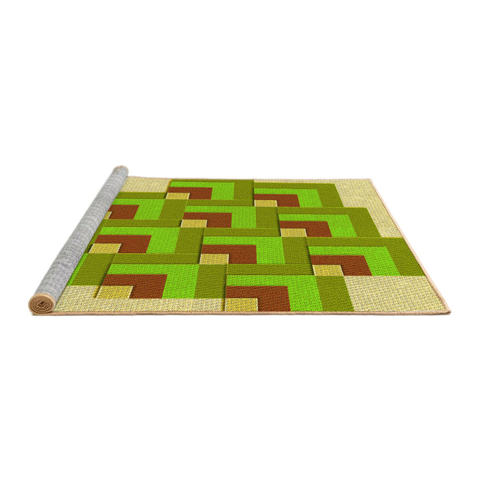 Sideview of Machine Washable Transitional Green Yellow Green Rug, wshpat1434yw