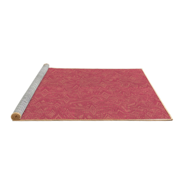 Sideview of Machine Washable Transitional Crimson Red Rug, wshpat1435brn