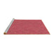 Sideview of Machine Washable Transitional Crimson Red Rug, wshpat1435brn