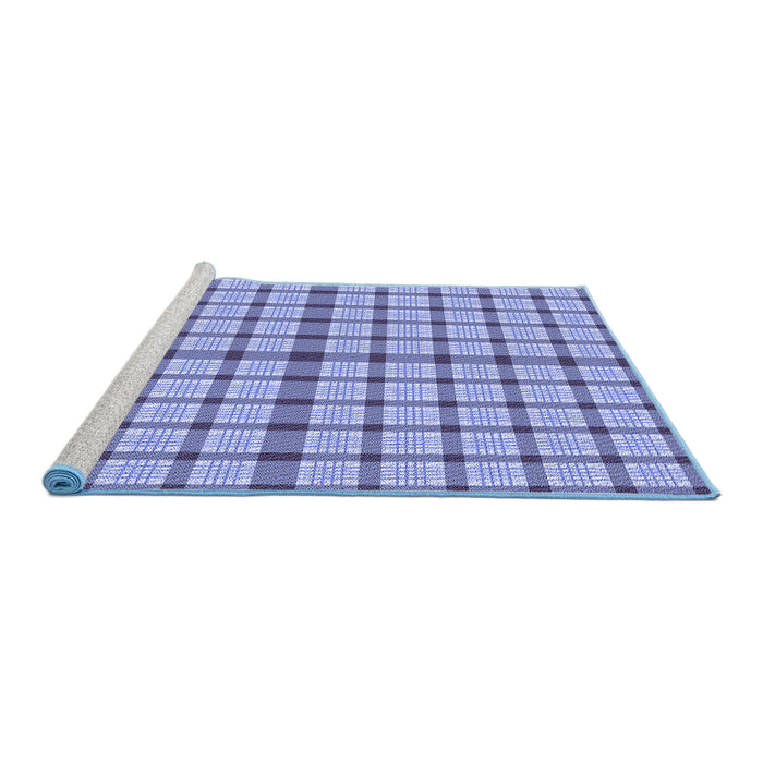 Sideview of Machine Washable Transitional Slate Blue Rug, wshpat1436blu