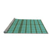 Sideview of Machine Washable Transitional Turquoise Green Rug, wshpat1436lblu