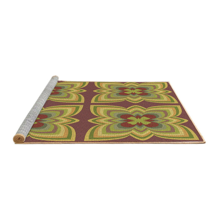 Sideview of Machine Washable Transitional Sienna Brown Rug, wshpat1437brn