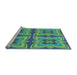 Sideview of Machine Washable Transitional Steel Blue Rug, wshpat1437lblu