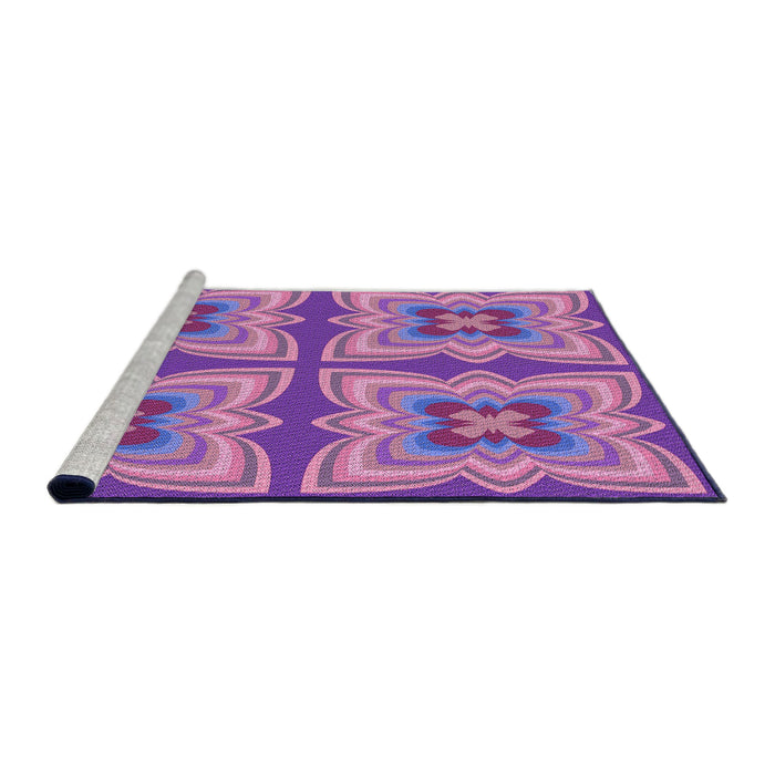 Sideview of Machine Washable Transitional Orchid Purple Rug, wshpat1437pur