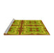 Sideview of Machine Washable Transitional Green Rug, wshpat1437yw