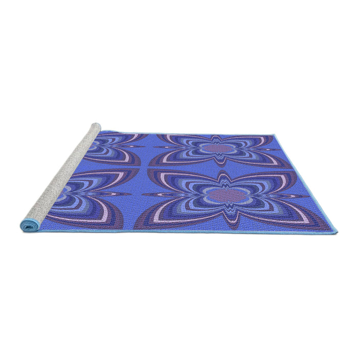 Sideview of Machine Washable Transitional Light Slate Blue Rug, wshpat1438blu