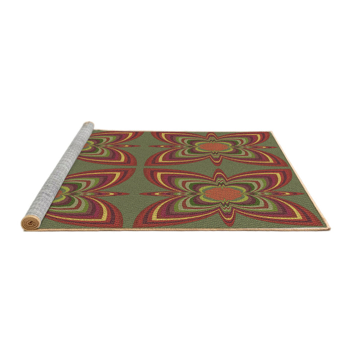 Sideview of Machine Washable Transitional Fire Brick Red Rug, wshpat1438brn