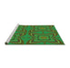 Sideview of Machine Washable Transitional Army Green Rug, wshpat1438grn