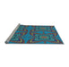 Sideview of Machine Washable Transitional Dark Turquoise Green Rug, wshpat1438lblu