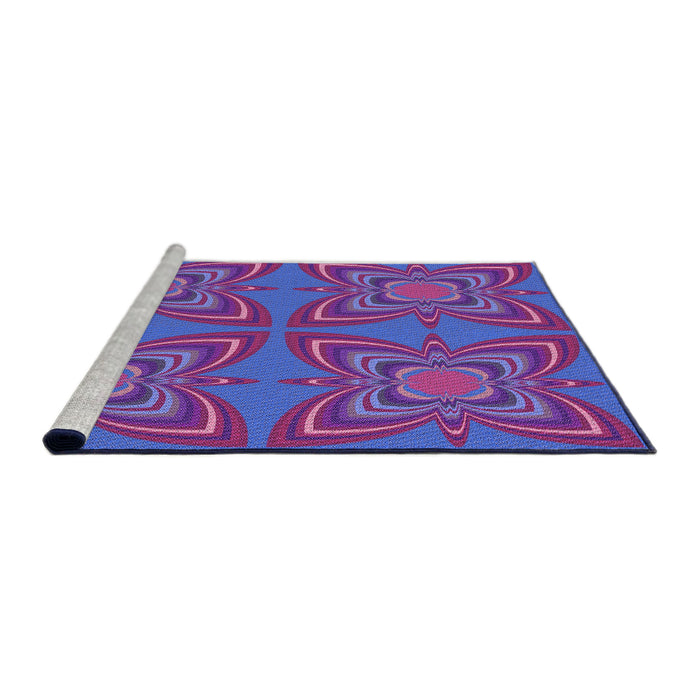 Sideview of Machine Washable Transitional Blue Lotus Blue Rug, wshpat1438pur