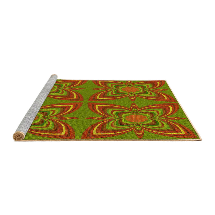 Sideview of Machine Washable Transitional Pistachio Green Rug, wshpat1438yw