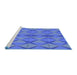 Sideview of Machine Washable Transitional Sky Blue Rug, wshpat1439blu