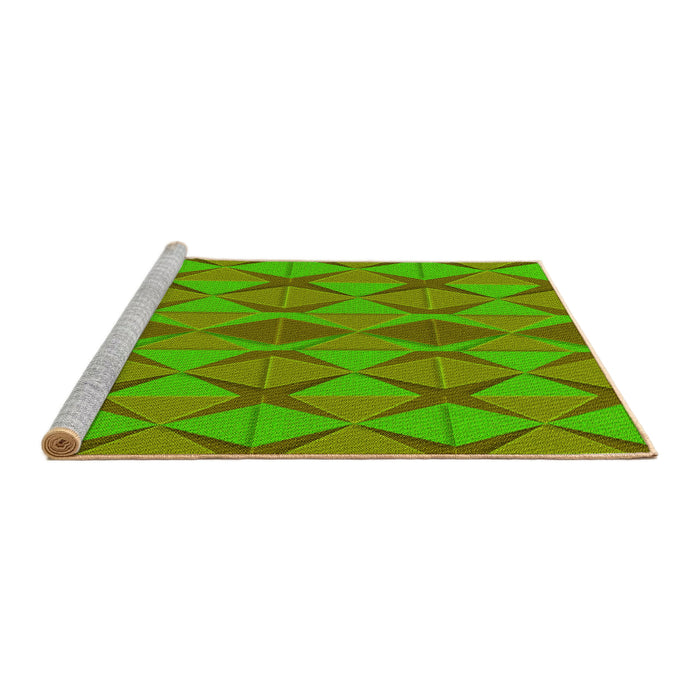 Sideview of Machine Washable Transitional Green Rug, wshpat1439yw