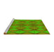 Sideview of Machine Washable Transitional Green Rug, wshpat1439yw