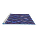 Sideview of Machine Washable Transitional Slate Blue Rug, wshpat1440blu