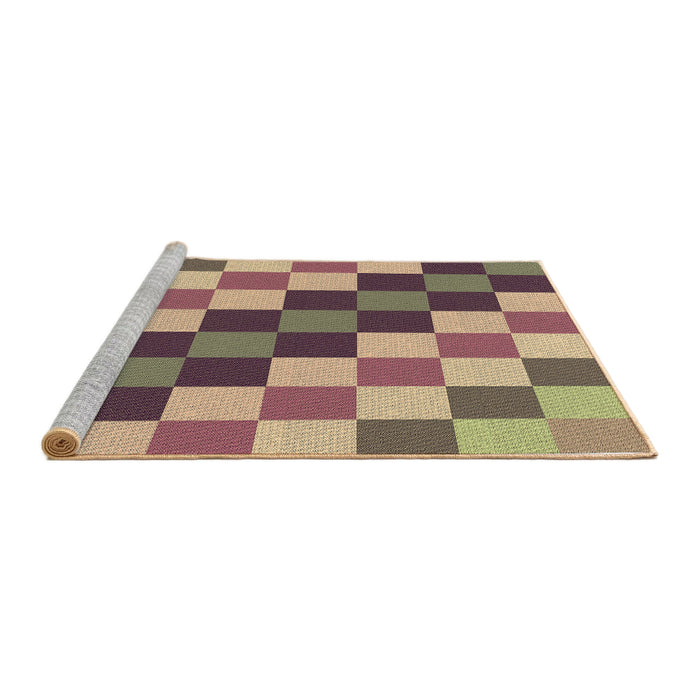 Sideview of Machine Washable Transitional Brown Green Rug, wshpat1441brn