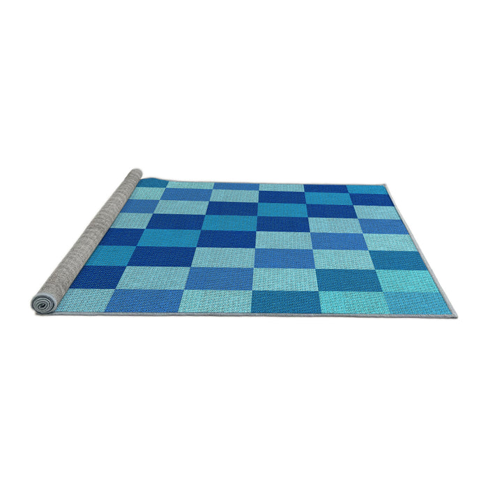 Sideview of Machine Washable Transitional Blue Rug, wshpat1441lblu