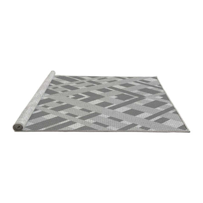Sideview of Machine Washable Transitional Platinum Silver Gray Rug, wshpat1443gry