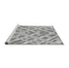 Sideview of Machine Washable Transitional Platinum Silver Gray Rug, wshpat1443gry