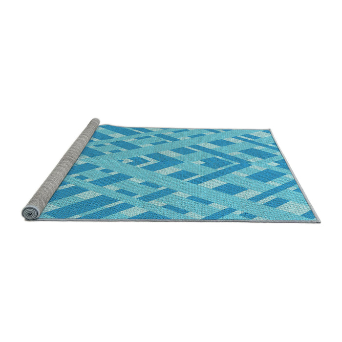 Sideview of Machine Washable Transitional Deep Sky Blue Rug, wshpat1443lblu