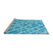 Sideview of Machine Washable Transitional Deep Sky Blue Rug, wshpat1443lblu