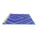 Sideview of Machine Washable Transitional Sky Blue Rug, wshpat1444blu