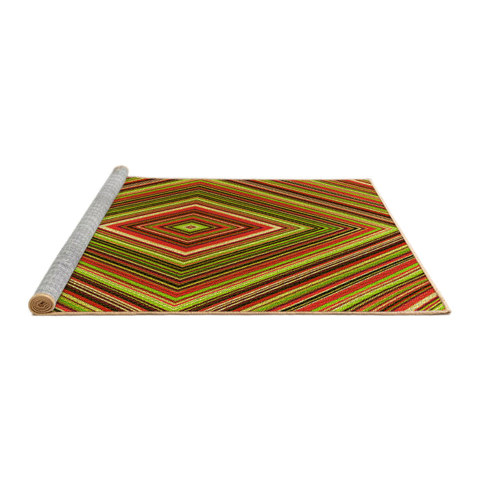 Sideview of Machine Washable Transitional Green Rug, wshpat1444yw