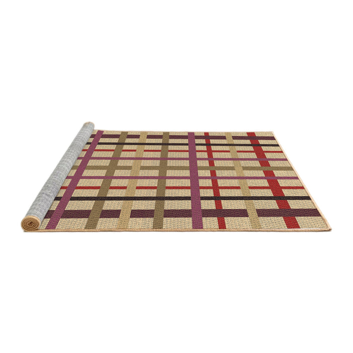 Sideview of Machine Washable Transitional Brown Red Rug, wshpat1445brn