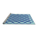 Sideview of Machine Washable Transitional Blue Rug, wshpat1446lblu