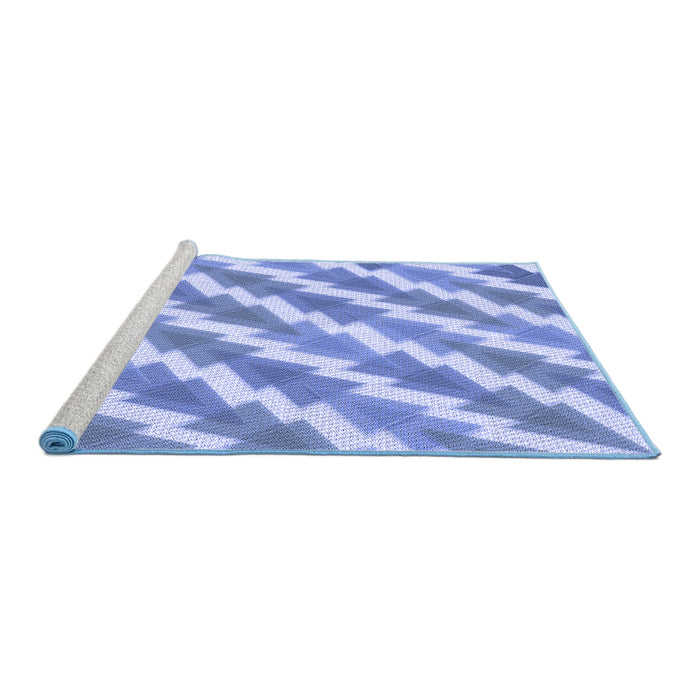 Sideview of Machine Washable Transitional Royal Blue Rug, wshpat1447blu