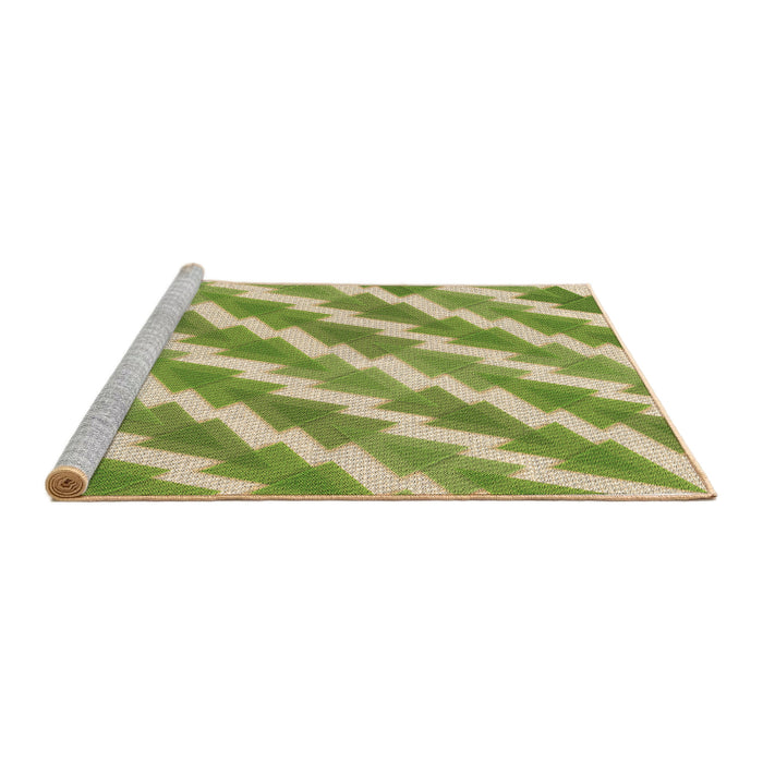Sideview of Machine Washable Transitional Green Rug, wshpat1447brn
