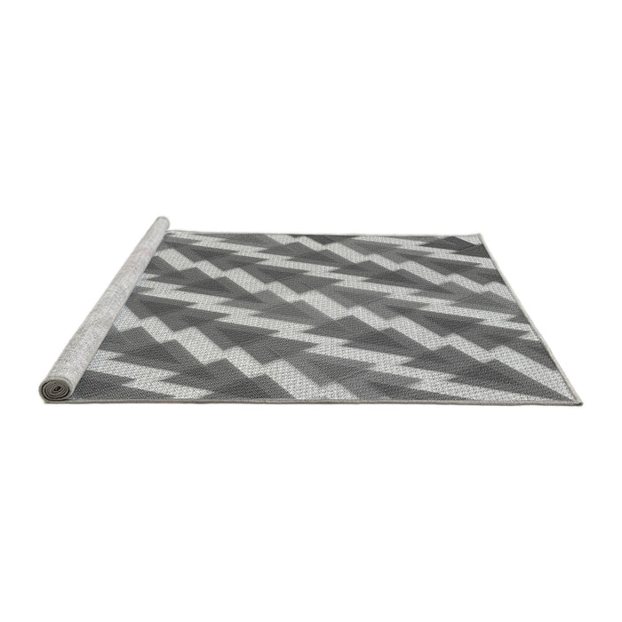 Sideview of Machine Washable Transitional Silver Gray Rug, wshpat1447gry