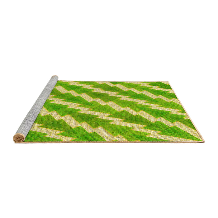 Sideview of Machine Washable Transitional Green Rug, wshpat1447yw