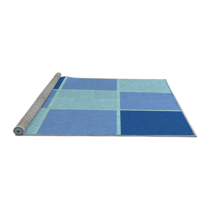 Sideview of Machine Washable Transitional Neon Blue Rug, wshpat1448lblu