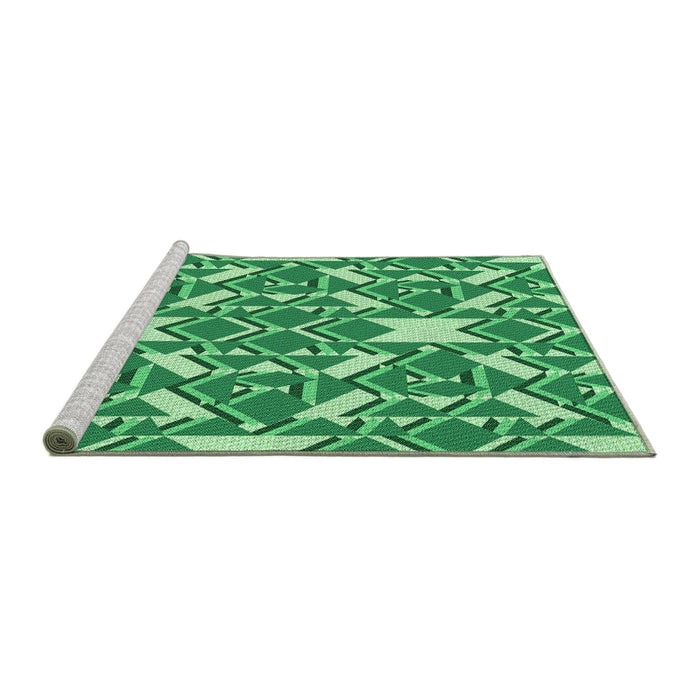 Sideview of Machine Washable Transitional Jade Green Rug, wshpat1449grn