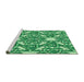 Sideview of Machine Washable Transitional Jade Green Rug, wshpat1449grn