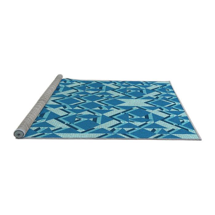 Sideview of Machine Washable Transitional Blue Rug, wshpat1449lblu
