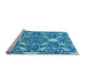 Sideview of Machine Washable Transitional Blue Rug, wshpat1449lblu