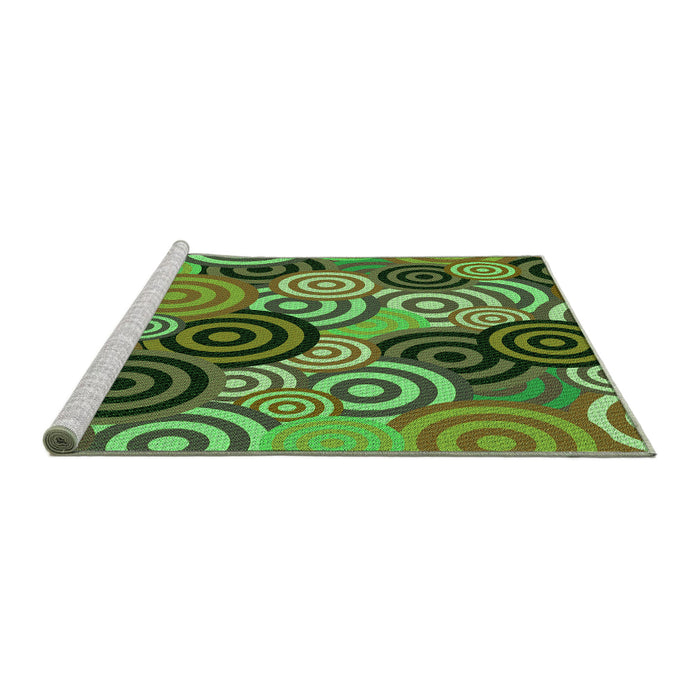 Sideview of Machine Washable Transitional Army Green Rug, wshpat145grn