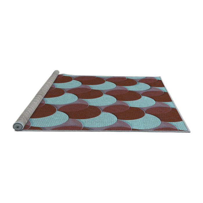 Sideview of Machine Washable Transitional Blue Rug, wshpat1450lblu