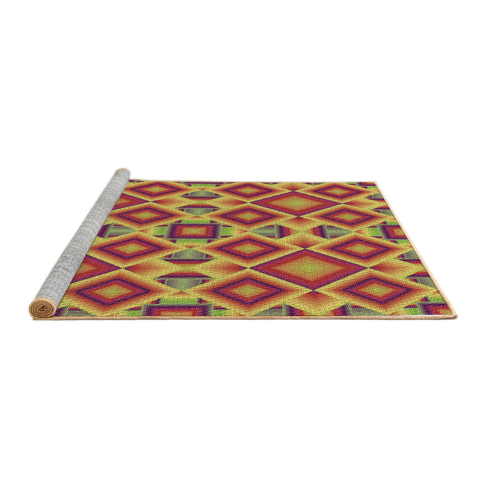 Sideview of Machine Washable Transitional Yellow Rug, wshpat1451brn