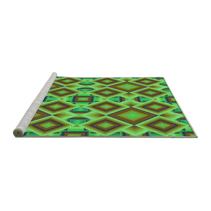 Sideview of Machine Washable Transitional Neon Green Rug, wshpat1451grn