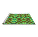 Sideview of Machine Washable Transitional Neon Green Rug, wshpat1451grn