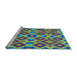 Sideview of Machine Washable Transitional Green Rug, wshpat1451lblu