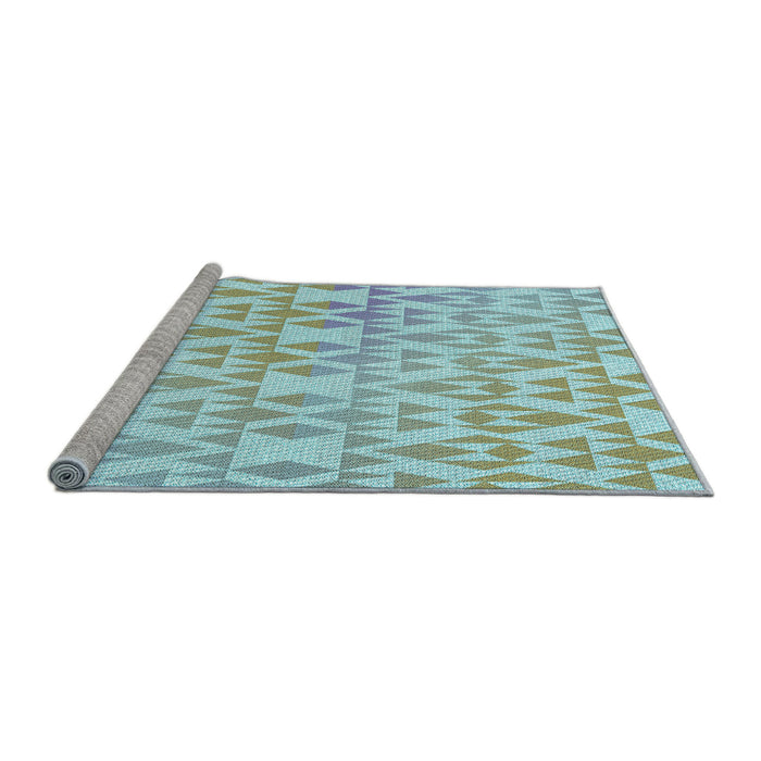 Sideview of Machine Washable Transitional Blue Rug, wshpat1452lblu