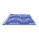 Sideview of Machine Washable Transitional Sky Blue Rug, wshpat1453blu