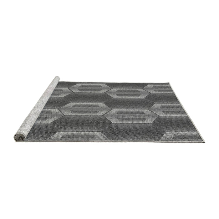 Sideview of Machine Washable Transitional Gunmetal Gray Rug, wshpat1453gry