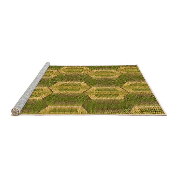 Sideview of Machine Washable Transitional Dark Yellow Green Rug, wshpat1453org