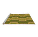 Sideview of Machine Washable Transitional Dark Yellow Green Rug, wshpat1453org